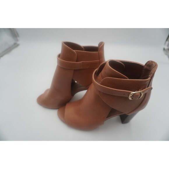 Vince Camuto Venica Cutout Tan Leather Peep Toe Block Heel Ankle Boots Size 11 M - Picture 3 of 9